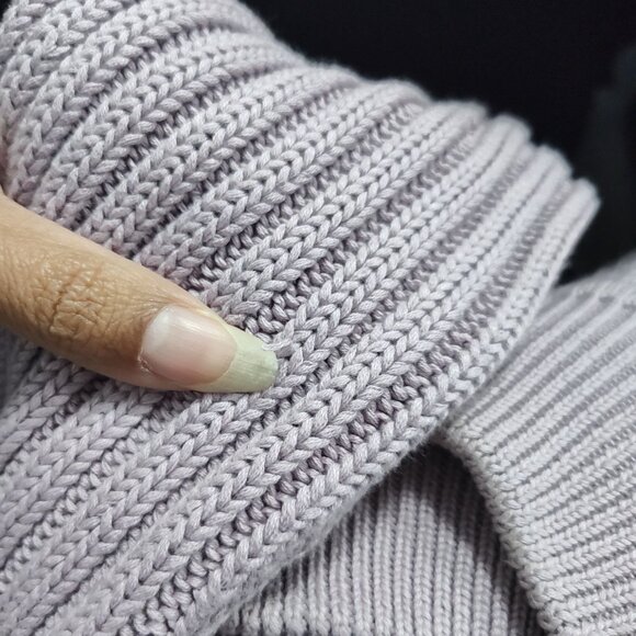 Talbots Ribbed Mock Neck Purple Knit Sweater Women Size L Button Accent Chunky - Picture 8 of 8